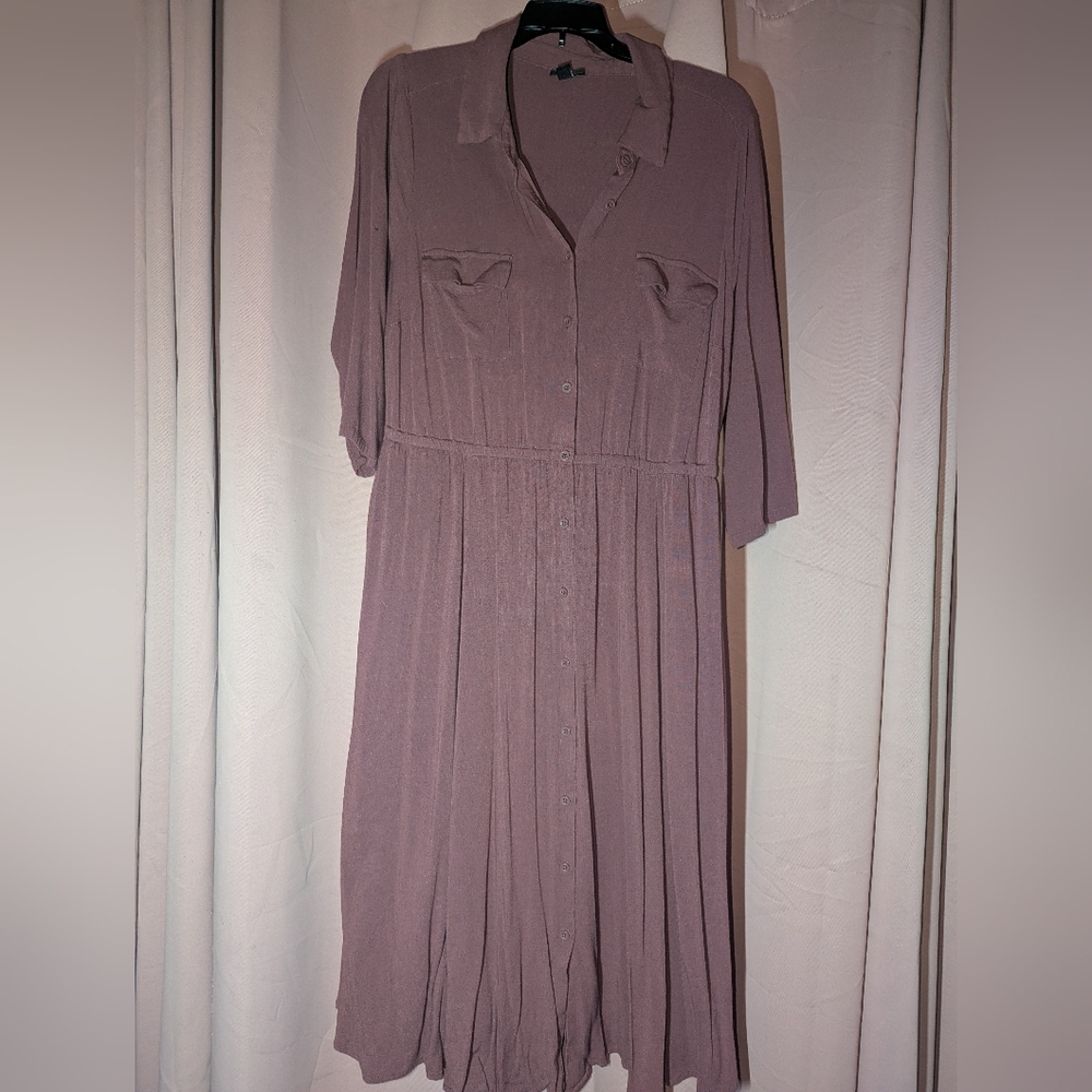 TORRID Mauve Collared Button-Down Dress 2x(14-16) - Picture 4 of 11